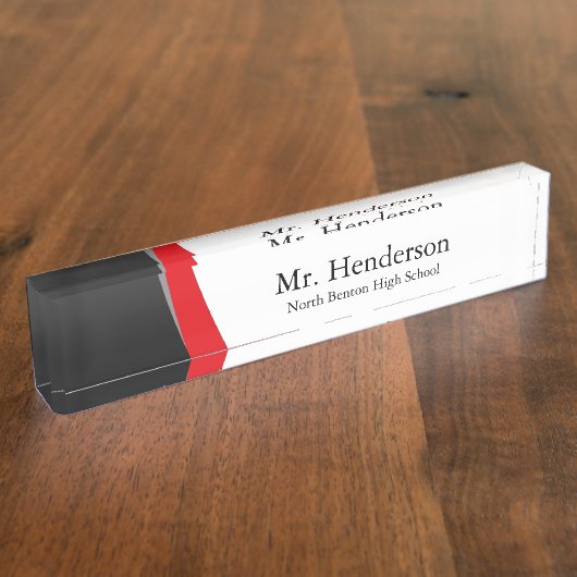プロフェッショナルブラックグレーアンドレッド先生 デスクネームプレート (側面)