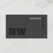 プロフェッショナルブラックグレーQRコードモノグラミニマルム 名刺 (正面)