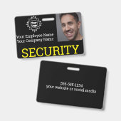プロフェッショナルブラックセキュリティガードフォトID バッジ (Front & Back)