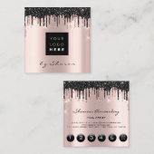 プロフェッショナルブラックドリップ6パンチカスタムロゴバラ スクエア名刺 (正面/裏面)