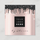 プロフェッショナルブラックドリップ6パンチQRCodeLogoバラ スクエア名刺 (正面)