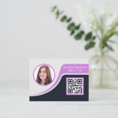 プロフェッショナルブラックパープル追加ロゴQRビジネス 名刺 (スタンド正面)