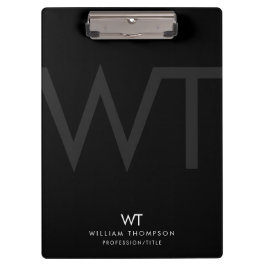 プロフェッショナルブラックビジネスモノグラムイニシャル クリップボード