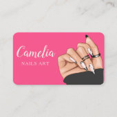 プロフェッショナルブラックピンクネイルアートサロンQrコード 名刺 (正面)