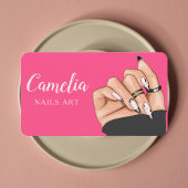 プロフェッショナルブラックピンクネイルアートサロンQrコード 名刺