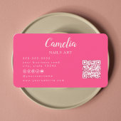 プロフェッショナルブラックピンクネイルアートサロンQrコード 名刺