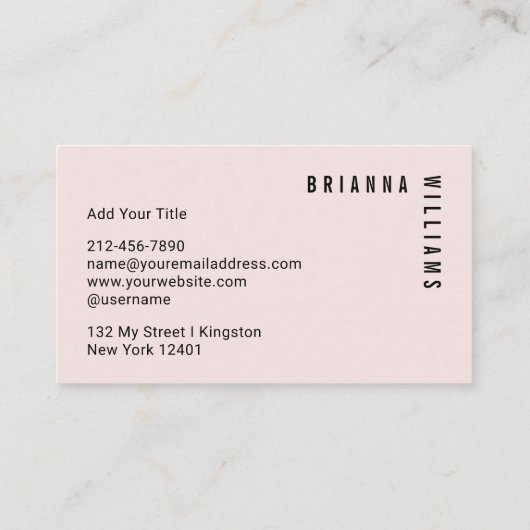 プロフェッショナルブラックピンクモノグラムモダンミニマル 名刺 (裏面)