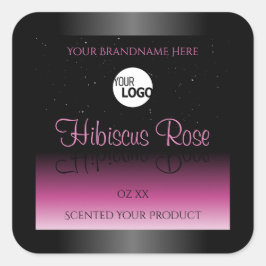 プロフェッショナルブラックピンク製品ラベルグリッターロゴ スクエアシール