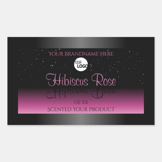 プロフェッショナルブラックピンク製品ラベルグリッターロゴ 長方形シール (正面)