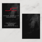 プロフェッショナルブラックマーブルレッドモノグラはっきりしたム 名刺 (正面/裏面)