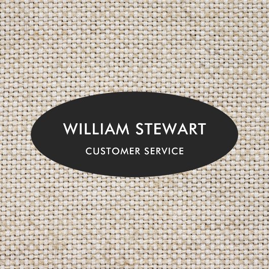 プロフェッショナルブラックミニマルオーバル従業員スタッフ 名札