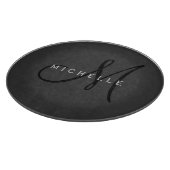 プロフェッショナルブラックモノグラムグレイあなたの名前 カッティングボード (角)