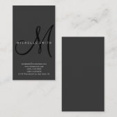 プロフェッショナルブラックモノグラムグレービジネスカード 名刺 (正面/裏面)
