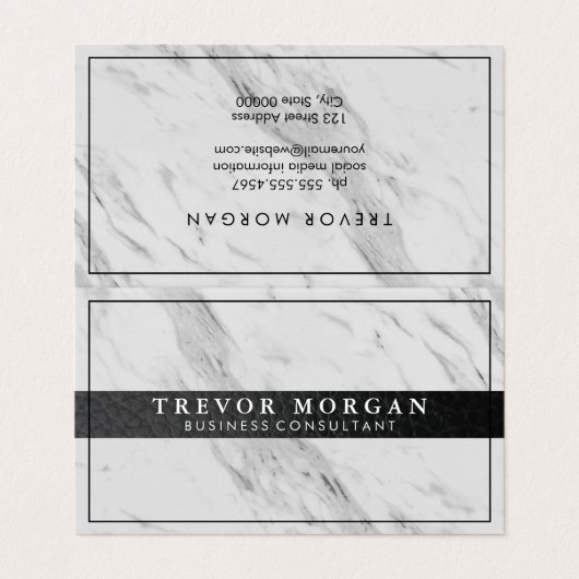 プロフェッショナルブラックレザートリム大理石 名刺 (外部フラット)
