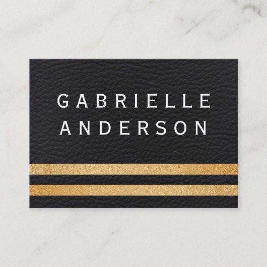 プロフェッショナルブラックレザー/金ゴールドグリッターストライプ 名刺 (正面)