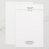 プロフェッショナルブラックレッドホワイトシンプルプレーン 便箋 (正面/裏面)