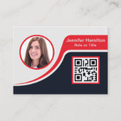 プロフェッショナルブラックレッド追加ロゴQRコードブシン 名刺 (正面)