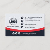 プロフェッショナルブラックレッド追加ロゴQRコードブシン 名刺 (裏面)