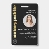 プロフェッショナルブラックレトロ金ゴールド公証人丸写真 バッジ (Front)