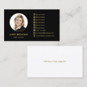 プロフェッショナルブラック写真の追加ソーシャルメディアのアイコン 名刺 (正面/裏面)