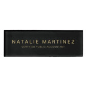 プロフェッショナルブラック及び金ゴールド磁気従業員 名札 (正面)