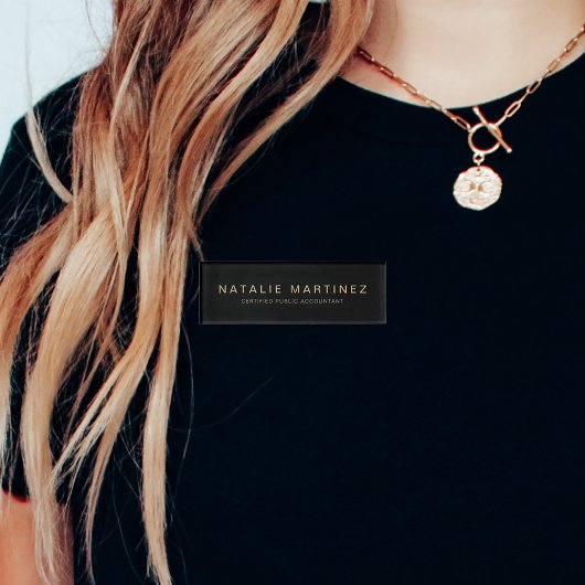 プロフェッショナルブラック及び金ゴールド磁気従業員 名札