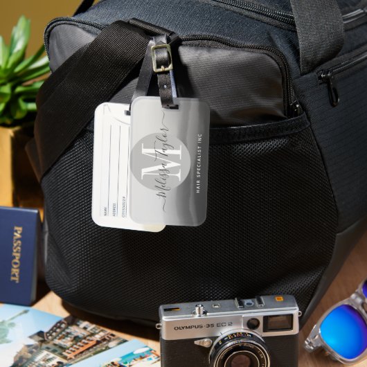 プロフェッショナルブラック白色インキ水色 ラゲッジタグ (正面&裏面)