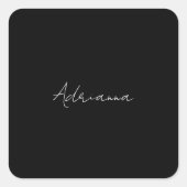プロフェッショナルブラック自分の名前を追加レトロ スクエアシール (正面)