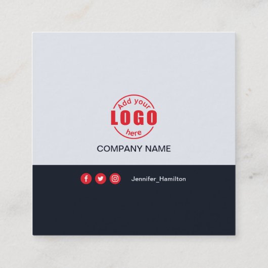 プロフェッショナルブラック赤ロゴQRコードの追加 スクエア名刺 (裏面)