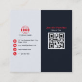 プロフェッショナルブラック赤ロゴQRコードの追加 スクエア名刺 (正面)