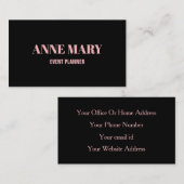 プロフェッショナルブラック赤面ピンクガーリークエレガントクラス 名刺 (正面/裏面)