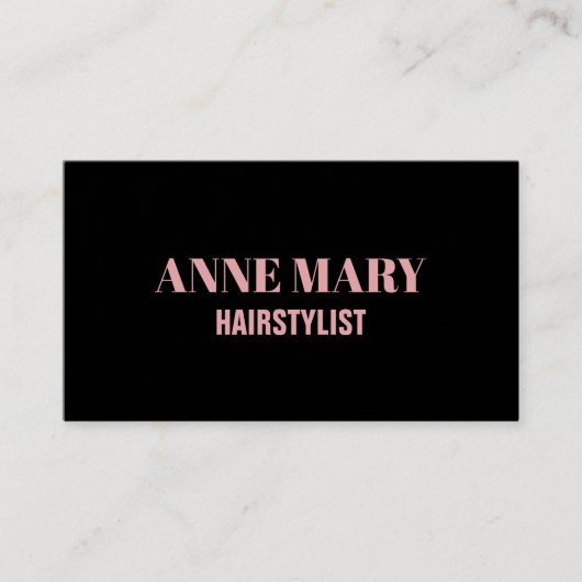 プロフェッショナルブラック赤面ピンク美容師 モダン 名刺 (正面)