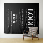 プロフェッショナルブラック追加ロゴソーシャルメディア背景 タペストリー (インサイチュ(横))