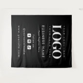プロフェッショナルブラック追加ロゴソーシャルメディア背景 タペストリー (正面(横))