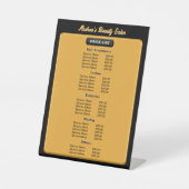 プロフェッショナルブラック金ゴールドサロン価格表モダン 台座サイン (正面)