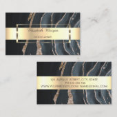 プロフェッショナルブラック金ゴールドストライプ大理石 名刺 (正面/裏面)