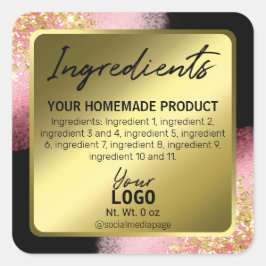プロフェッショナルブラック金ゴールドピンクインク原料ラベル スクエアシール