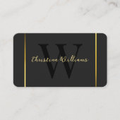 プロフェッショナルブラック金ゴールドモダンミニマルエレガントリスト 名刺 (正面)