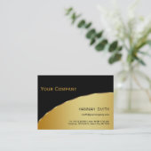 プロフェッショナルブラック金ゴールド金モダン属エレガント 名刺 (スタンド正面)