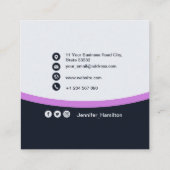 プロフェッショナルブラック・パープル追加ロゴQRコードBU スクエア名刺 (裏面)