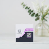 プロフェッショナルブラック・パープル追加ロゴQRコードBU スクエア名刺 (スタンド正面)