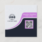 プロフェッショナルブラック・パープル追加ロゴQRコードBU スクエア名刺 (正面)