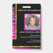 プロフェッショナルブラック&ホットピンク公証人フォトバッジ バッジ (Front)