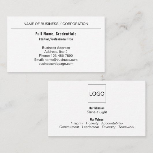 プロフェッショナルブラック、ホワイトビジネスロ企業のゴ 名刺 (正面/裏面)