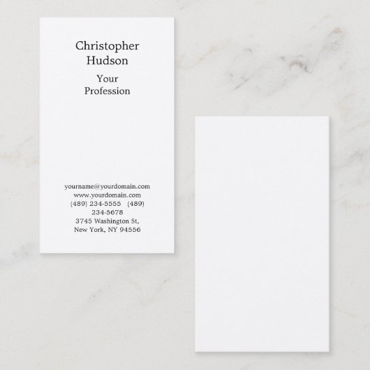 プロフェッショナルブラック&ホワイトプレーン上質シルク 名刺 (正面/裏面)