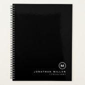 プロフェッショナルブラック&ホワイトモノグラムイニシャル プランナー手帳 (正面)