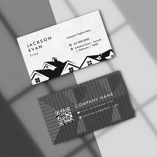 プロフェッショナルブラック&ホワイトルーフィング建築 名刺