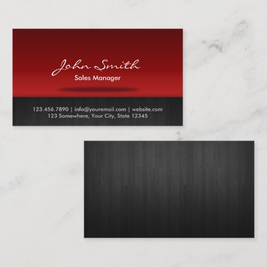 プロフェッショナルブラック&レッドセールスマネージャ 名刺 (正面/裏面)