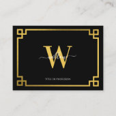 プロフェッショナルブラック&金ゴールドギリシャ鍵ソーシャルメディア 名刺 (正面)