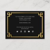 プロフェッショナルブラック&金ゴールドギリシャ鍵ソーシャルメディア 名刺 (裏面)